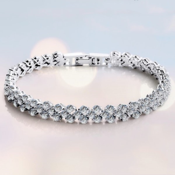 Fashion Full Diamond Zircon Crystal Armband Platinum Length 19 centimeters