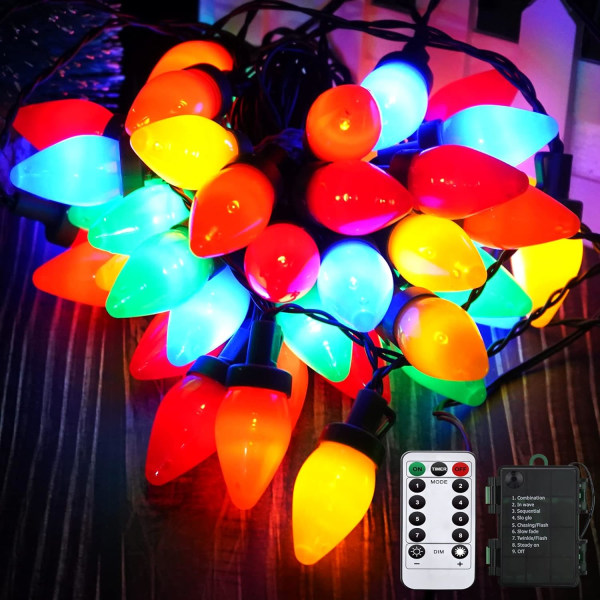 Agaphoton Multicolor C7 Christmas String Lights 25ft med fjärrkontroll 50 PP Bulbs