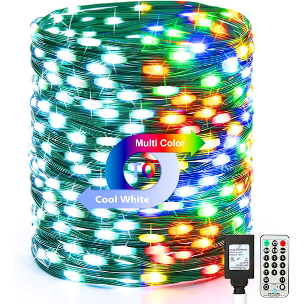 Färgskiftande julbelysning, 269ft 800 LED varmvit & flerfärgad Cool White & Multicolor