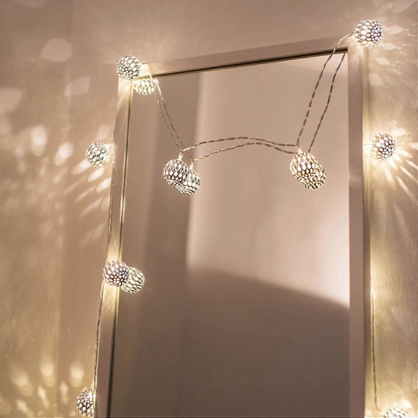 Marockanska LED-ljusslingor - 6 m total längd 40 varmvita LED-lampor