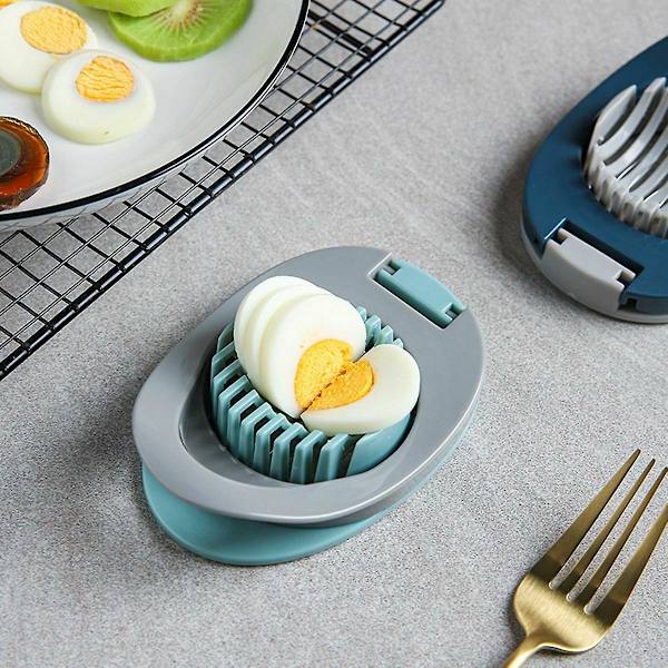 Rostfritt stål kokt ägg Slicer Cutter Chopper Sandwich Slicer Kitch Blue Grey