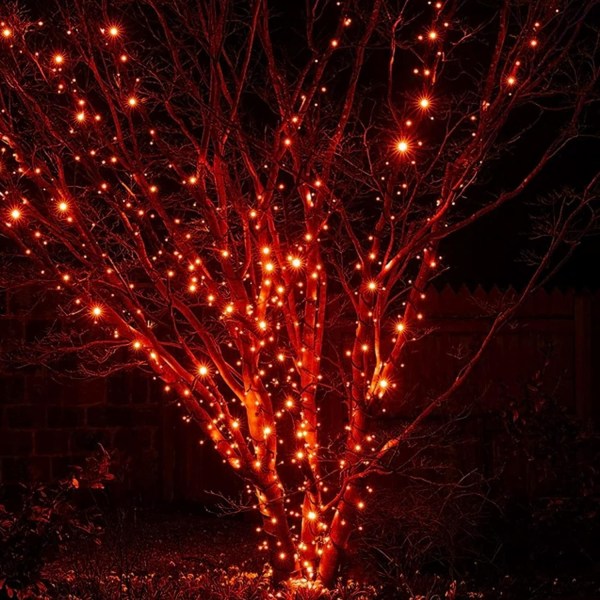 Ljusstrimma med 200 LED-lampor, 20 meter lång, för julbelysning Orange 400 LED