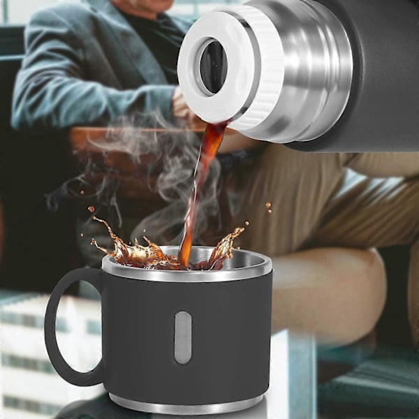 Vakuumisolerad flaska 500ml/17.6oz Termosflaska i rostfritt stål med mugg för kaffe te varm dryck och kall dryck (Röd)