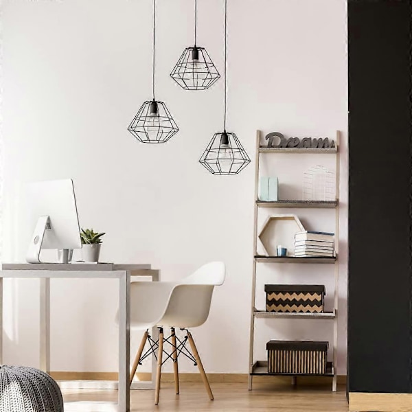 Metall Lampskärm Retro Svart Lampskärm för Kök Matsal Sovrum Hall (Svart)