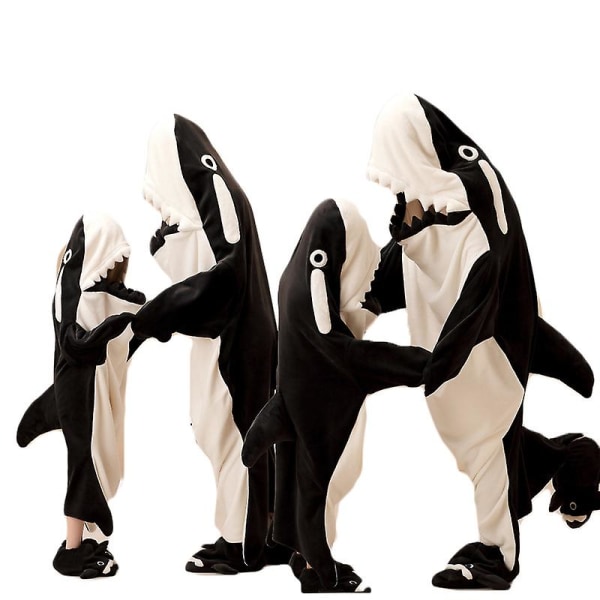 Shark Blanket Hoodie Vuxen Bärbar Bärbar filt för barn Hoodie Bl children 100-115CM