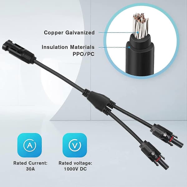 Solpanelkabelkontakt Professionell (1 till 2 stift) Y, MMF + FFM Solar Adapter 1 Par