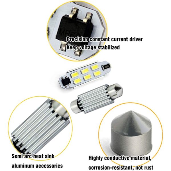 SOCAL-LED 2x 4210 42mm Festoon LED Lampor Canbus 6W Högeffekts Br