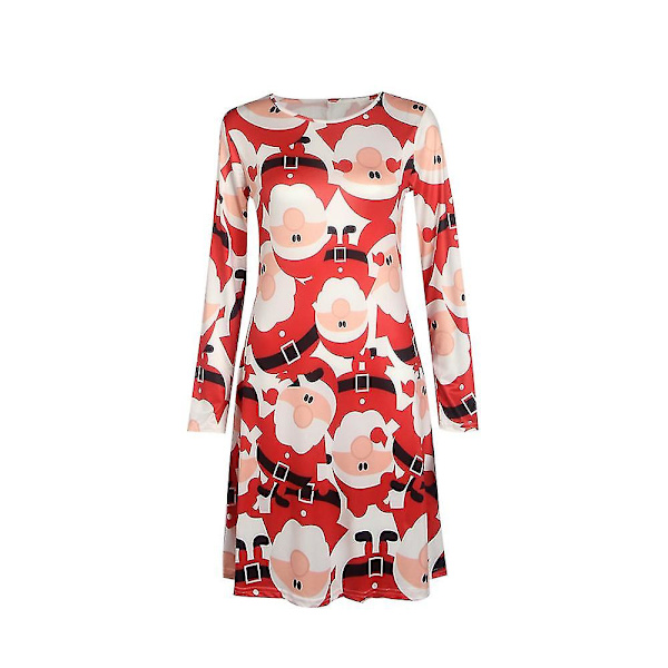 Kvinnors Festklänning Julklänning Damernas Semester Jultomte Swing M 4XL Santa Claus No2 Red
