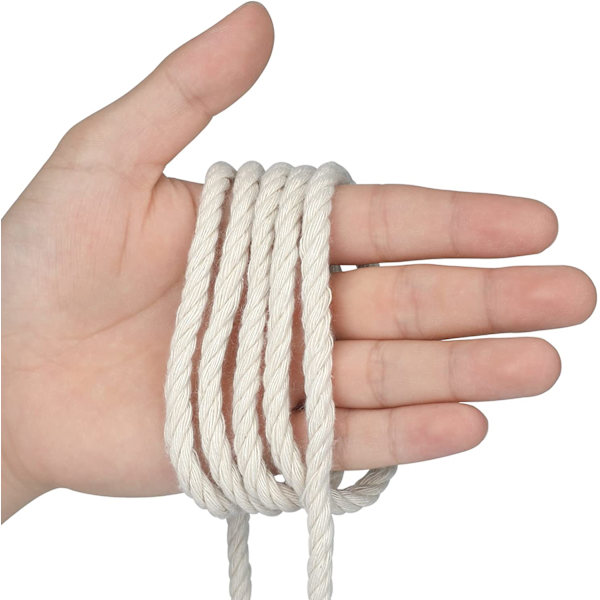 6MM Beige Macrame Cord 20M Tjock Macrame Rep Bomull för Wall Ha