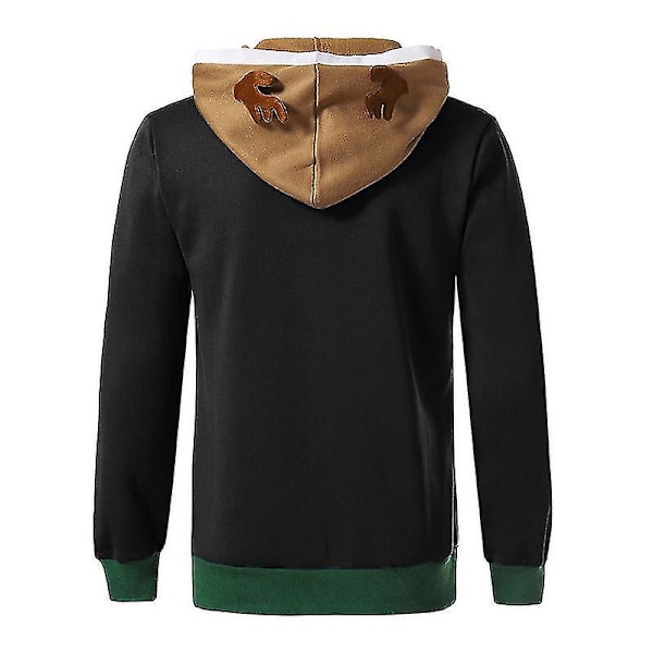 Män Kvinnor Xmas Huvtröja Ren Jul Pullover Sweatshirt Black XL