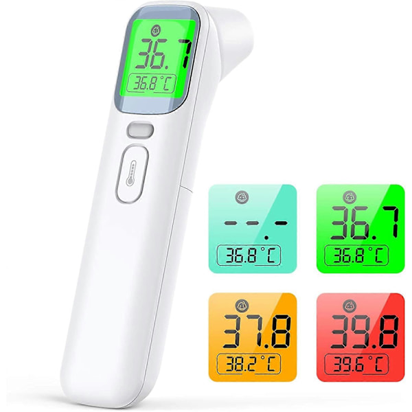 Infraröd Panntermometer 3 i 1 Beröringsfri Panntermometer med Febervarning, 4-färgad Bakgrundsbelyst Digital Display