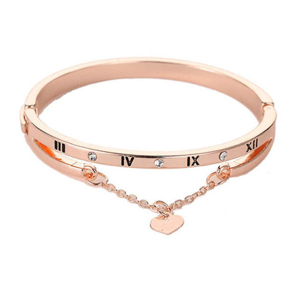 Dam Crystal Diamante Love Armband Roséguld Hjärta Bangel Bröllop Rose Gold