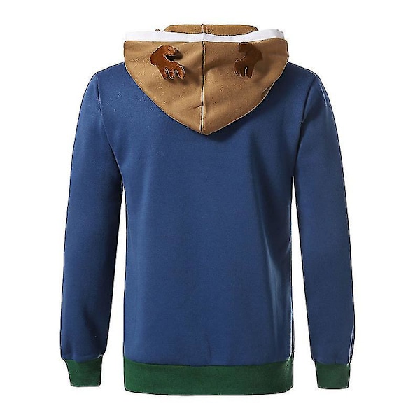 Män Kvinnor Xmas Huvtröja Ren Jul Pullover Sweatshirt Blue 2XL