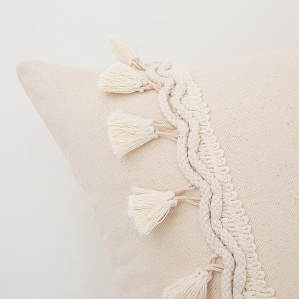 Tofsprydnad Kuddfodral 45x45cm Boho Dekor för Soffa Utan Kärna Beige