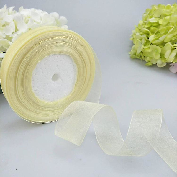 Satinband 50 Yards/ Rulle 1 Tum Presentinslagning Bulk Transparent Beige