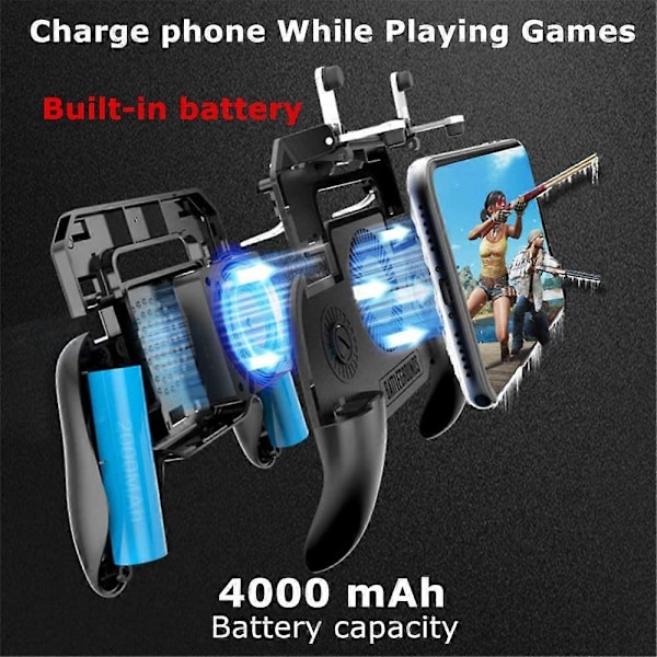 Gaming Grip med Portabel Laddare Kylfläkt, för PUBG Mobile Controller L1R1 Mobilspel