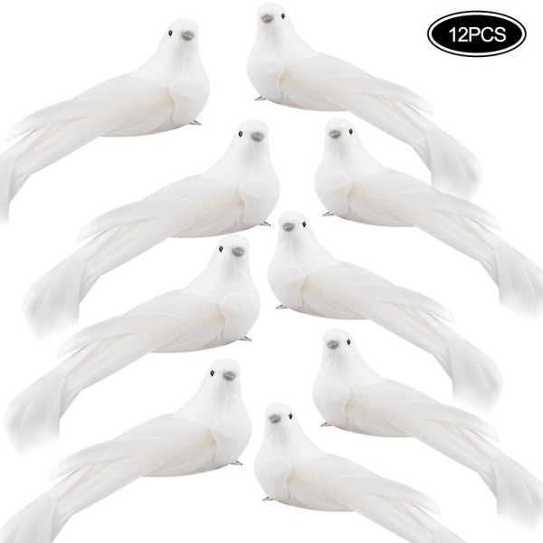 Julfågelprydnader Simulering vita duvor, konstgjorda fåglar Cra