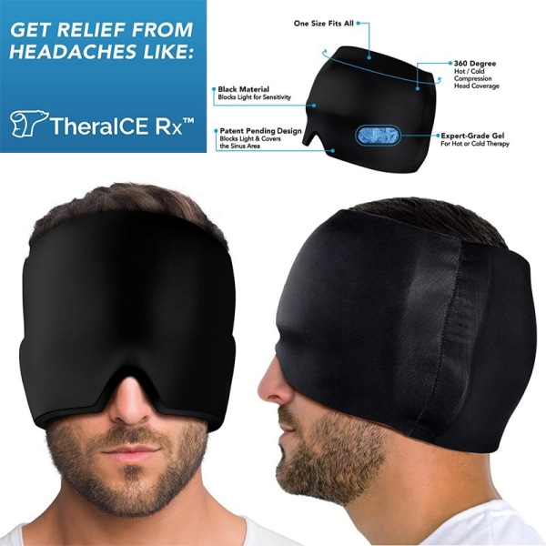 Migr n Ice Head Wrap Huvudv rk Relief Hat Cap Mask gr