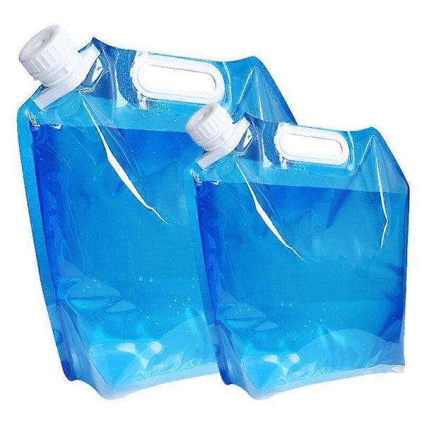 Set med 2 hopfällbara och portabla dricksvattendunkar (5 l + 10 l) Lämpliga för vandring, camping, picknick, resor, grillning