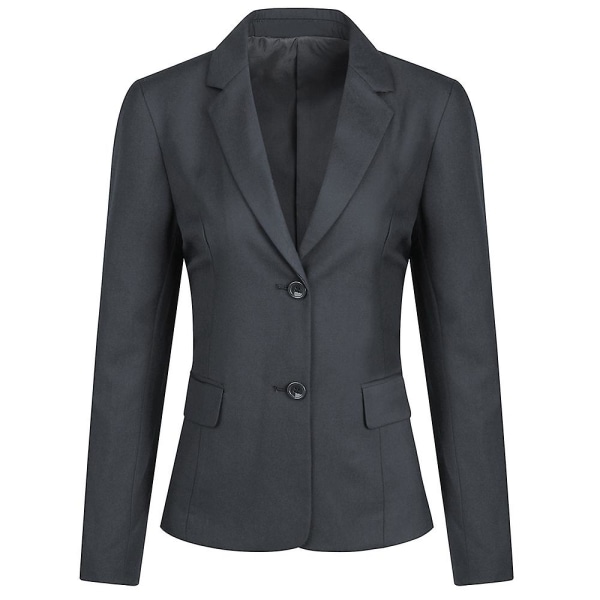 Allthemen Dam 2-delad Office Lady Business Slim Fit Blazer Byxor Dark Gray M