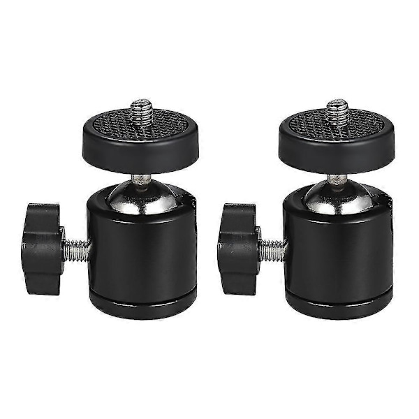 2 st 360 Graders Roterande Vridbar Mini Stativ Kulhuvud Med 1/4\" Skruvgänga Basfäste För Dslr Kamera Videokamera Led Ljusfäste