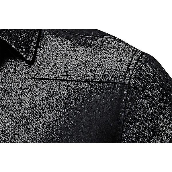 Herrar Essential Knapp-Down Långärmad Tvättad Denimskjorta Black L