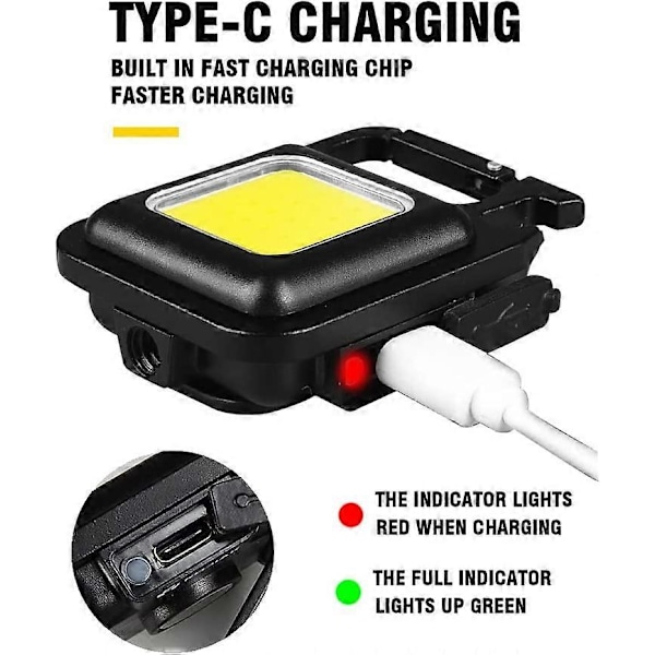 Mini Uppladdningsbara LED Inspektions Arbetslampor Magnetisk COB Bärbar Liten Nyckelring Vattentäta Ficklampor för Nödbelysning Camping Reparation