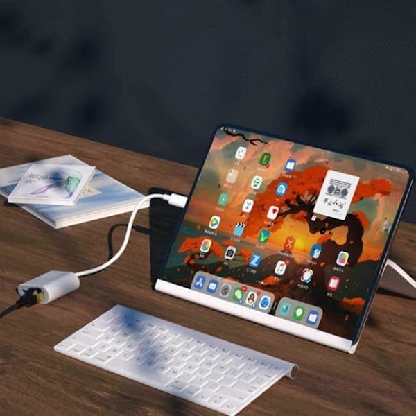USB C till Ethernet-adapter, USB Typ C till Gigabit med Laddningsport, Thunderbolt 3 till RJ45 LAN-adapter