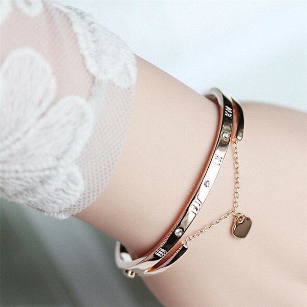 Dam Crystal Diamante Love Armband Rose Gold Heart Armband Bridal Lo KC Gold
