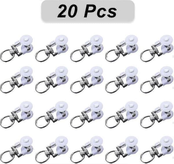 20-pack metallskenrullar för gardinskenor, duschdraperiglidare