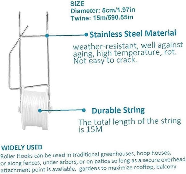 Plant Roller Hook, 6 st Kraftiga Trädgårdstomatkrokar, Blomsterväxttyp Plant Roller Hook Kit