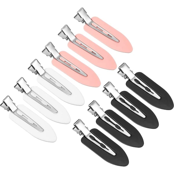 10 st No Bend Hårclips - Flickor Kvinnor Makeup Inga Vecek Hårclips Svart*4 + vit*3 + rosa*3