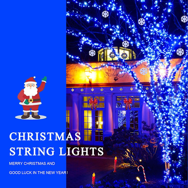 200 LED Flerfärgade Julbelysning Utomhus Vattentät, Utbyggbar 20m Blue Connectable 200 LED
