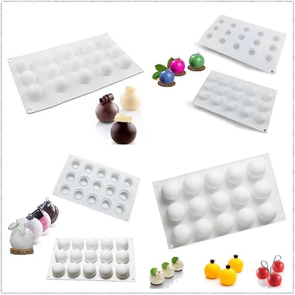 15 Hål Halvsfär Silikonform Fondant Mousse Kakform Silikon Kakformar Ljusformar