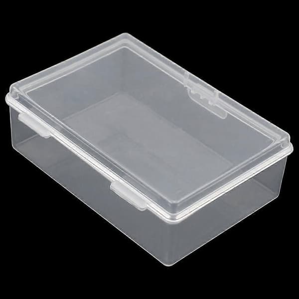 Liten förvaringslåda i plast med lock, 93 x 66 x 32 mm, Mini rektangulär transparent förvaringsbehållare