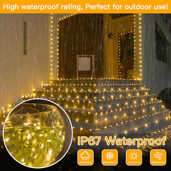 Ollny Christmas Lights 800LED 262FT Plug in, IP67 Waterproof Green Wir Warm White 1000LED
