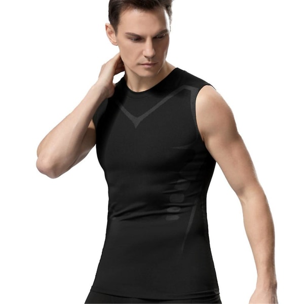 Ionic Shaping Vest för män, bekväma och andningsbara sporttoppar för att bygga en perfekt kropp Black 1 M