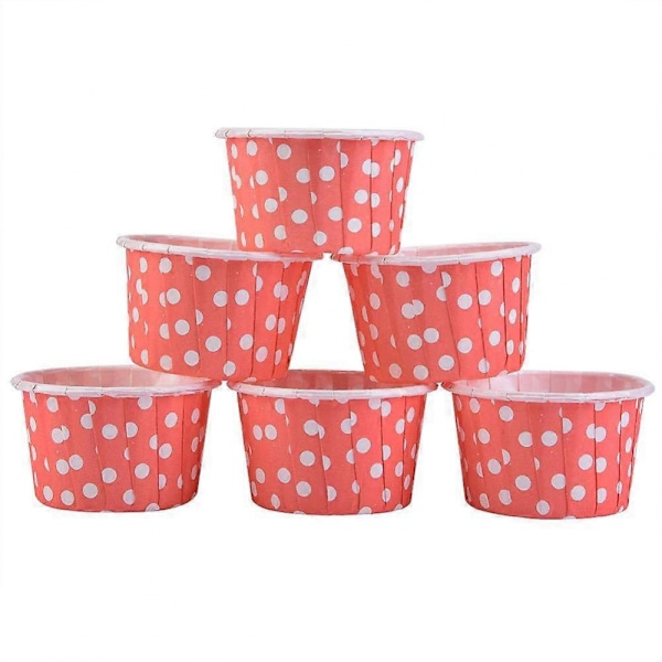100 st Medium Runda Pappersformar Muffinsformar Bakformar Bröllop Hem Muffinsformar (Röd Prick)