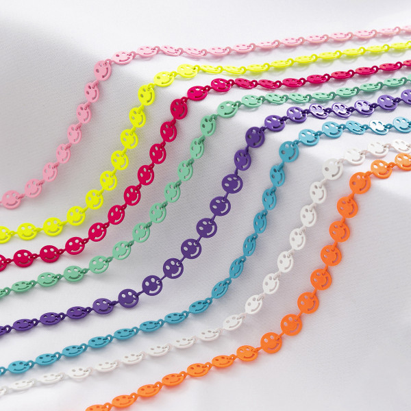 Enkel Hollow Geometric Body Chain Color Macaron Color Smiley Fa blå