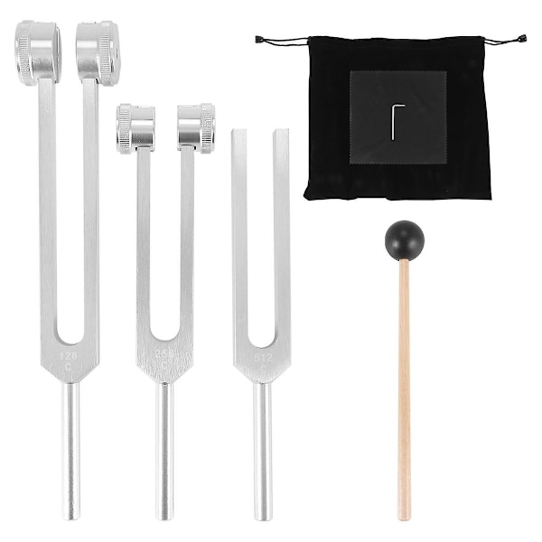 Stämgafflar Set 128 Hz, 256 Hz, 512 Hz, Perfekt för Healing, Chakra, Ljudterapi, Håll