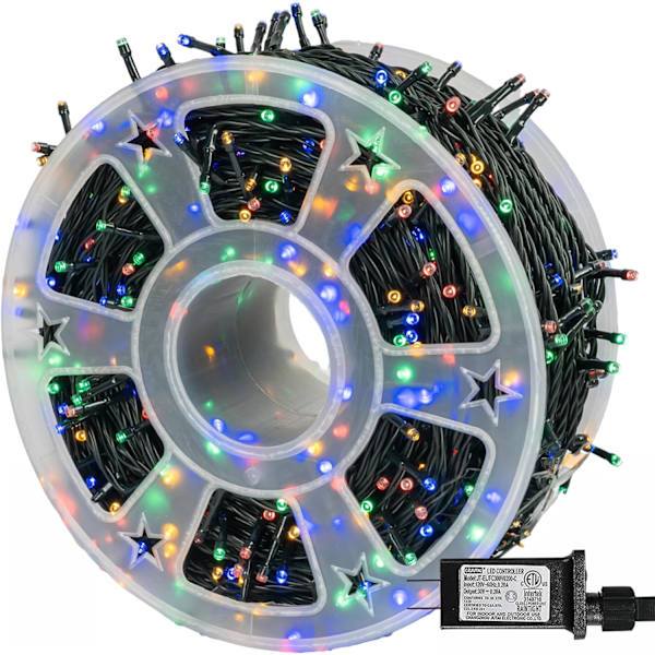 Ljusa utomhus julslingor, 1000 LED 328 FT Plug in Fairy Multicolor 500 LED
