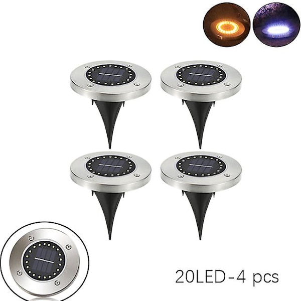 Solcellsbelysning för utomhus, vattentät trädgårdsbelysning för gångväg Warm light 8LED 4pcs