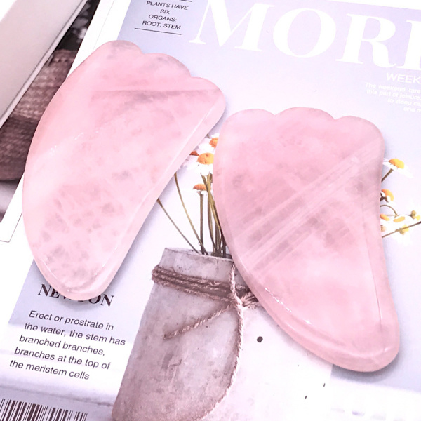 Jade Roller Ansikts Gua Sha Jade Roller Rosékvarts Ansiktsmassageverktyg R