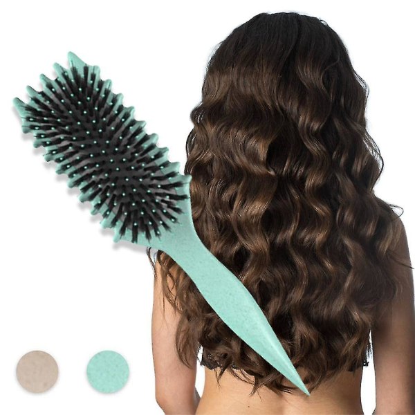Lockigt hårborste - Bounce Curl Brush, Define Styling Brush för detangling, Boar Bristle Hair Brush Styling Brush Green