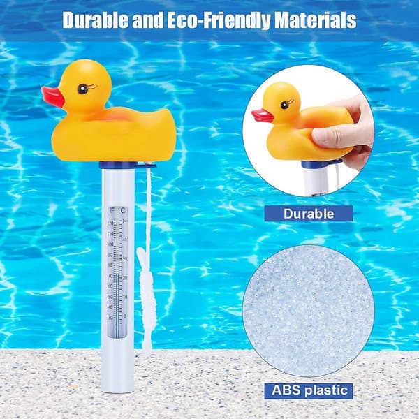 Flytande Pooltermometer, Flytande Termometer med Snöre, Anka Stil Vattentermometer för Utomhuspooler