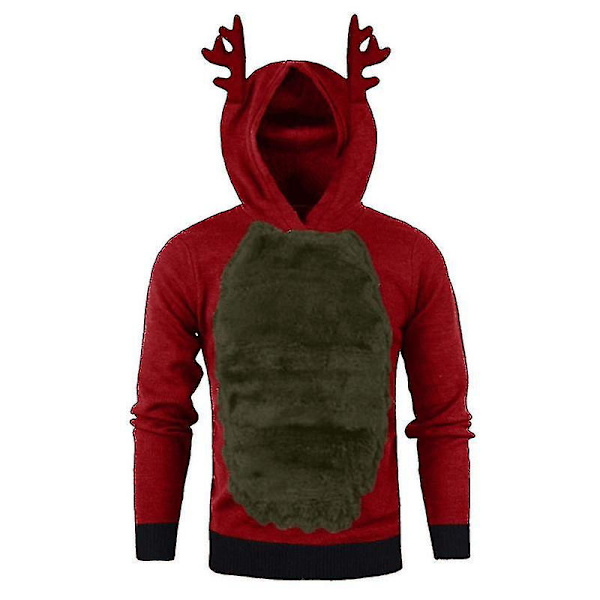 Herr Jul Huvtröja Jumper Toppar Xmas Rudolph Reindeer Pullover Red Army Green XL