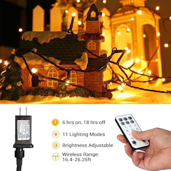Julbelysning, 20 meter 200 LED Färgväxlande Trädbelysning 11-Funktioner RGB - Cluster 200 LED