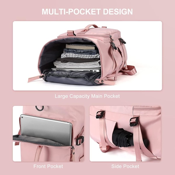 Stor reseryggsäck kvinnor, bär på ryggsäck män, vandring Backpa 14 inch Laptops K1-pink(small)