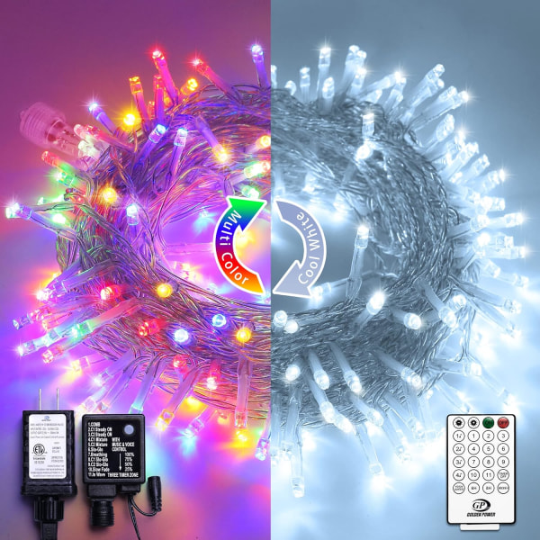 66ft 200 LED julslingor inomhus utomhus Vattentät, varm W White to Multicolor