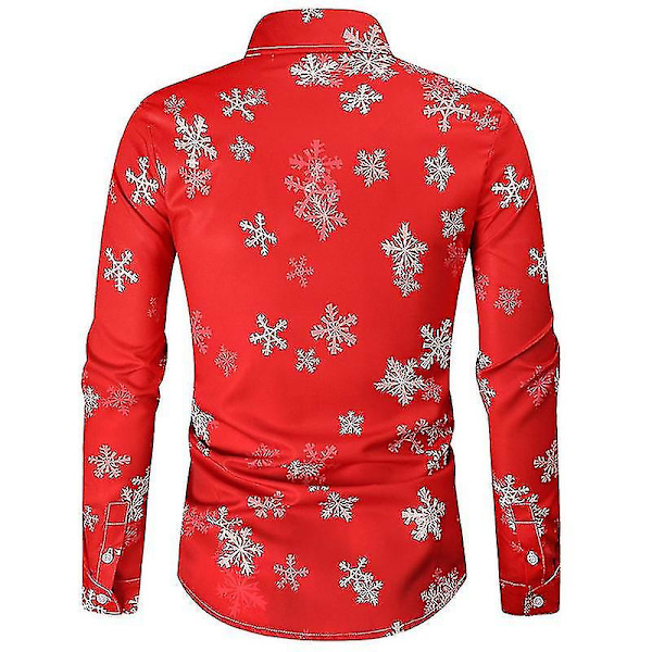 Herr julskjorta 3d kreativt printed långärmad jultemaklänning red XL